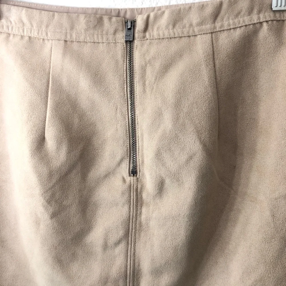 Hollister Tan Suede Skirt With Floral Cutouts
